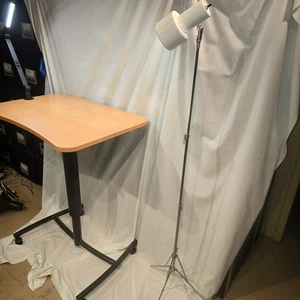 Vintage MCM Telescoping Tripod Floor Desk Foldable Task Lamp 1970s White Chrome - Picture 1 of 11