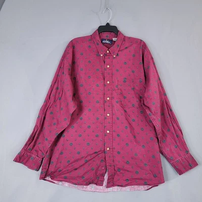 Bill Blass Signature Men's Casual Button-Up Shirt Red XL Cotton - Image 1 of 4