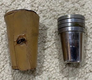 Vintage Rumpp German Silver Plate Shot Glasses and Leather Case - Picture 1 of 7
