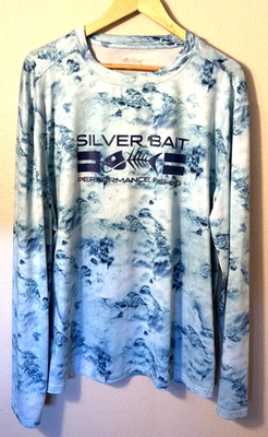 Camisa de pesca Silver Bait para hombre XL azul escala de peces manga larga protección solar Foto 1 de 4