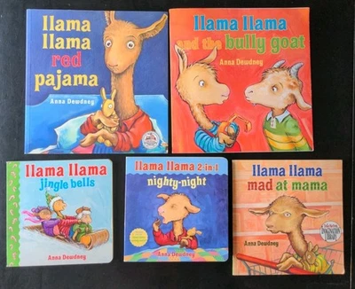 Lot of 5 Llama Llama Picture Books- Pajama, Mad, Bully, Jingle +,  Anna Dewdney - Image 1 of 2