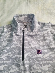 Cutter And Buck Mens Large NY Giants Gray Camo Quarter Zip Long Sleeve Pullover - Picture 1 of 15