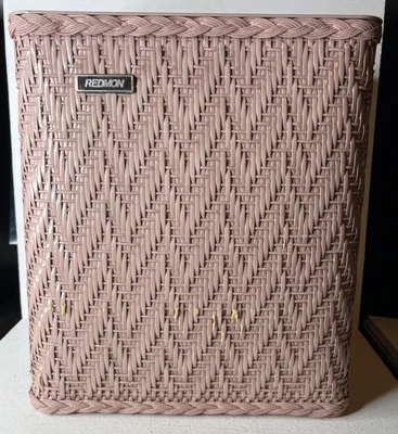 Vintage Lavender Purple Mauve Woven Wicker Trash Can Wastebasket Rectangle 12" - Image 1 of 4