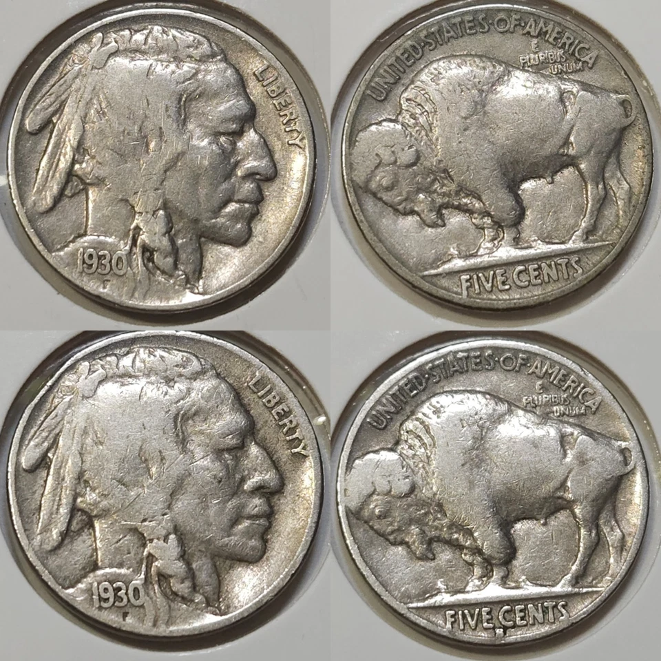 Lote de (2) Buffalo Nickels: 1930-P y 1930-S - F/VF Foto 1 de 1