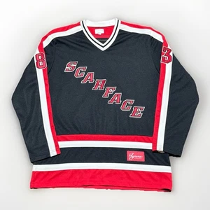 Maglia Hockey Supreme Scarface 2017 Taglia Large Tony Montana Nera Rossa 83 Film - Foto 1 di 6
