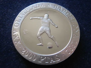 MDS SPANIEN 2000 PTAS 1990 PP "OLYMP. SPIELE BARCELONA - FUSSBALL", SILBER #4 - Picture 1 of 1