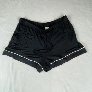 Auden Pajama Shorts Womens L Black Cloud Knit Stretch Elastic Waist Drawstring - Picture 1 of 3