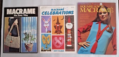 3 Macrame Patterns Celebrations, Square Knots, Easy Way Variety, Purse Santa Tie - Image 1 of 4