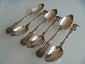 ANTIQUE SET OF 6 SOLID SILVER TEASPOONS 1809 NEWCASTLE JOHN WALTON KINGS PATTERN - Picture 1 of 7