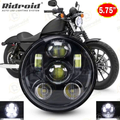 Black 5-3/4" 5.75 LED Headlight High Low for Harley Sportster XL 883 1200 Dyna - Image 1 of 4