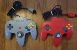 Lot of 2 Nintendo 64 N64 Red/Gray Controller NUS-005 - Picture 1 of 7