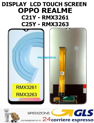 VETRO TOUCH SCREEN DISPLAY OPPO REALME C21Y C21 Y - C25Y C25 Y NERO GLS - Immagine 1 di 4