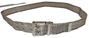 Vintage Ladies Chainmail Silver Tone Belt w Buckle Unbranded 38"x 1.25" - Picture 1 of 6