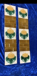 ANTIQUE Fireplace  Tile Set  /ART NOUVEAU TILES / Edwardian Tiles - Picture 1 of 11