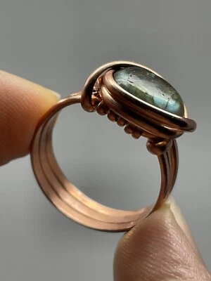 Labradorite Elegant Copper RING Size 8.0 ONLY Artisan-crafted Polished P52 - Image 1 of 4
