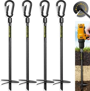 Heavy Duty Ground Anchors 18 Inches Spiral Blade Earth Anchor with Safety Buckle - Picture 1 of 10