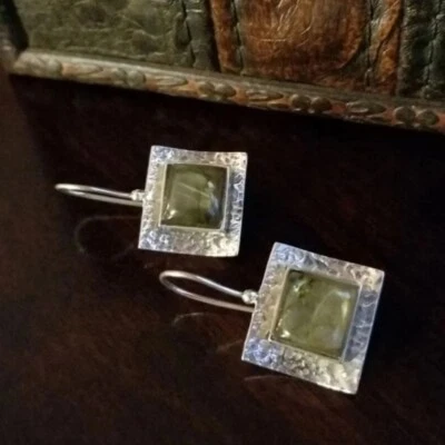 Silpada 925 Sterling Silver Hammered Labradorite Drop Earrings W0882  - Image 1 of 4