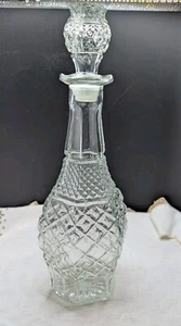 Vintage Anchor Hocking Wine Whiskey Decanter 14.5" Diamond Cut Glass Wexford - Picture 1 of 15