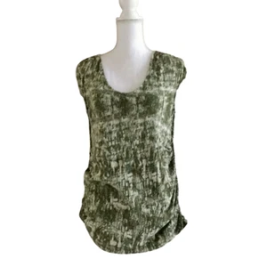 Liz Lange Maternity Womens Top Sz XL Short Sleeve Ruched Scoop Neck Cotton Green - Picture 1 of 5