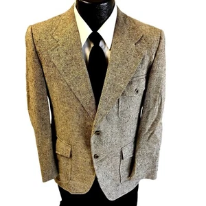Vtg 70's DONEGAL Tweed Sport Coat ACTION BELTED Back Wool Jacket SHOOTING Blazer - Picture 1 of 10