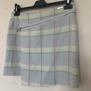 TED BAKER CHECK COTTON MINI WRAP SKIRT WITH ZIP DETAIL SIZE 2 UK 10 VGC - Picture 1 of 7