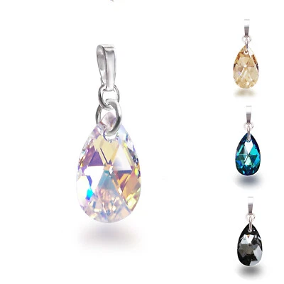 Anhänger mit Kristall Tropfen 16mm 925 Silber Kettenanhänger viele Farben - Bild 1 von 3
