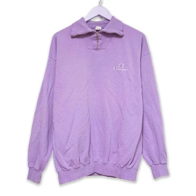 Sweat-Shirt Champion Vintage Violet Quarter Zip Âge 90 - Taille XXL Homme - Photo 1/4