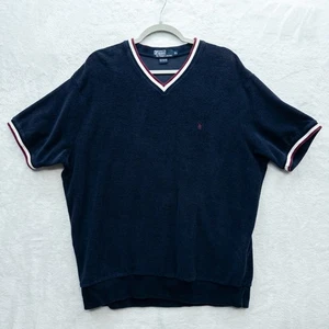 Polo Ralph Lauren Vintage Terry Cloth Cotton V-Neck T-Shirt Size XL - Picture 1 of 3