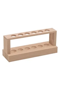 Eisco Labs Economy Test Tube Rack, Holds 6 15mm Test Tubes - Unfinished Hardwood - Picture 1 of 2
