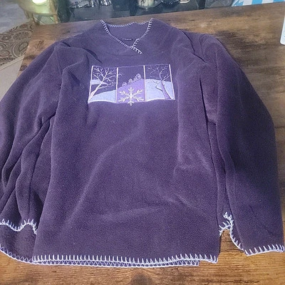 Suéter polar NorthCrest vintage para mujer púrpura bordado invierno talla XL Foto 1 de 2