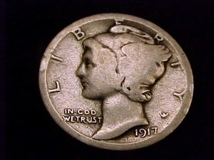 1917-D Mercury Dime, Good Grade. - Picture 1 of 2