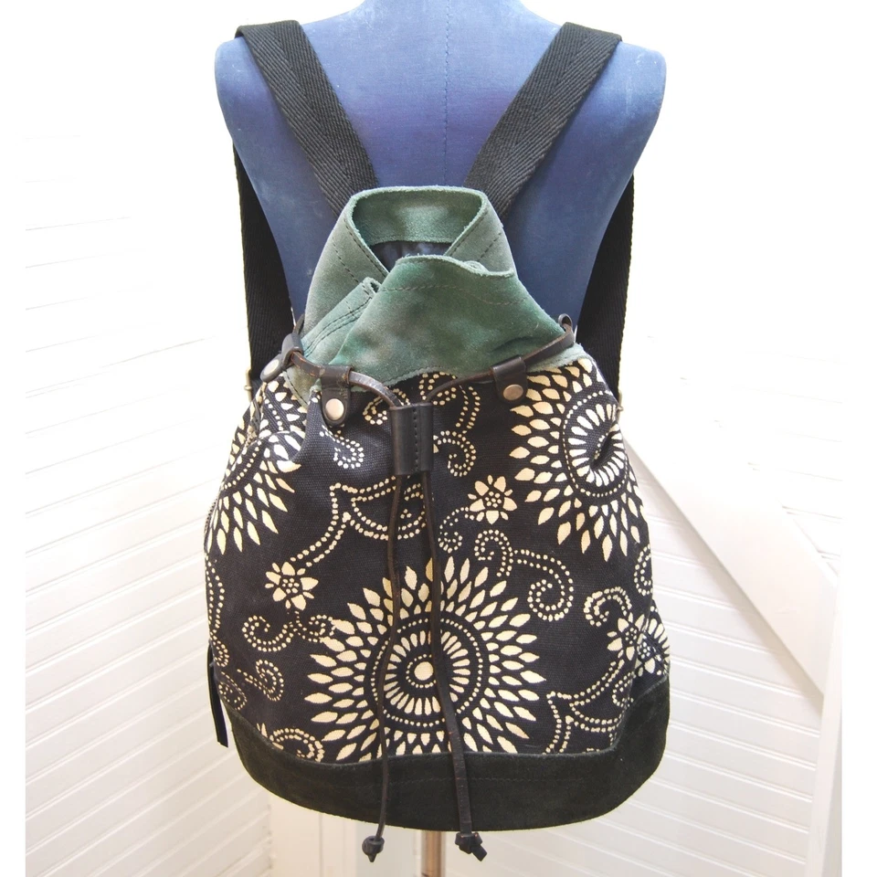 Lucky Brand на шнурке рюкзак сумочка холст кожи замши ведро сумка с короткими ручками - Изображение 1 из 4