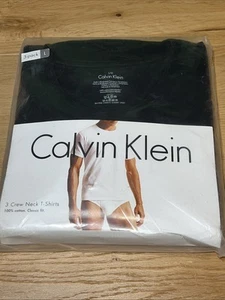 Calvin Klein Crew Neck T-Shirts 3 Pack Black 100% Cotton L Classic Fit 2011 - Imagen 1 de 6