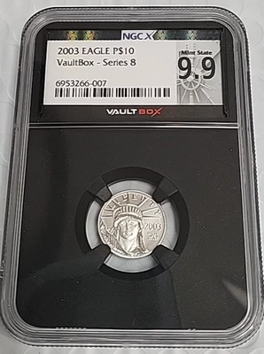 2003 Platinum Eagle P$10 Vault box Vault Box Series 1 NGC X 9.9 MS69 U52 - Image 1 of 4