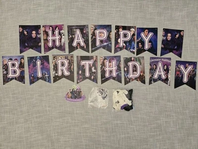 Juego de 3 suministros para fiestas Disney Descendant de 46 piezas decoración de cumpleaños pancarta adornos globo Foto 1 de 4
