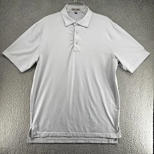 Peter Millar Polo Shirt Mens Medium White Blue Stripe Summer Comfort Golf Clint - Picture 1 of 9