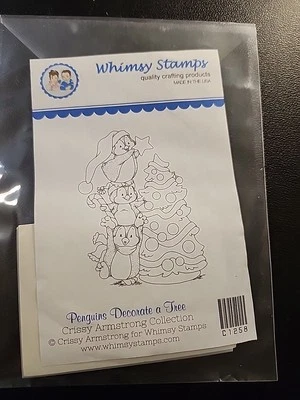 WHIMSY STAMPS PENGUINS Decorate THE TREE  StAmp Chrissy ARMSTRONG COLLECTION  - Изображение 1 из 2