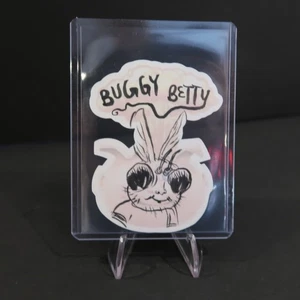 2011 GARBAGE PAIL KIDS FLASHBACK S2 BUGGY BETTY SHAPED SKETCH CARD SET GARDINO - Picture 1 of 3