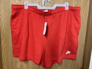 NWT Womens Nike Red Sweat Shorts Standard Fit Mid Rise Drawstring Plus Size 3x - Picture 1 of 9