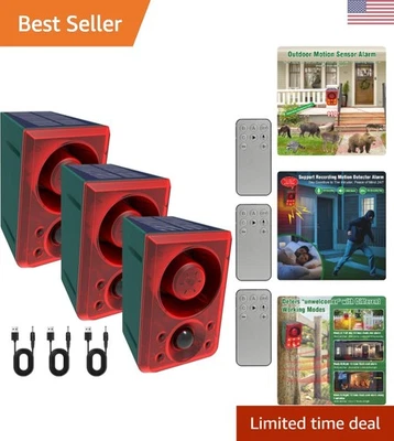 Weatherproof Solar Motion Sensor Alarm - 3 Units with Custom Sound Options - Image 1 of 4