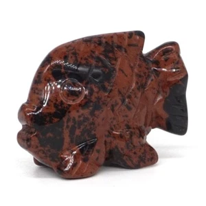 2" Fish Natural Gems Red Mahogany Obsidian Crystal Carved Animal Figurine Crafts - Imagen 1 de 6