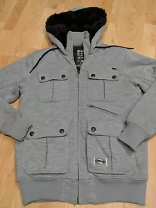 Men's Billabong Hooded Zipper front Jacket, Gray, size medium EUC soft - Picture 1 of 6