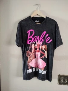 Pre owned Women Barbie Time to Get Spooky Halloween Black Acid Wash T Shirt Sz M - Picture 1 of 9