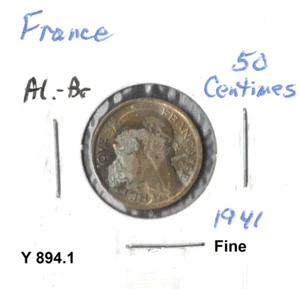 France 50 Centimes, 1941, aluminum-bronze, KM 894.1 - Picture 1 of 2