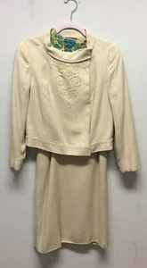 1960S Louis Feraud Silk And Linen Dress Suit UK 8 - Picture 1 of 7