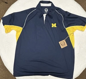 Michigan Wolverines Polo Shirt Men’s XL Navy Blue Embroidered Short Sleeve NWT - Picture 1 of 14