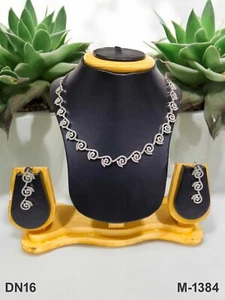 Traditional Necklace Jewelry Bollywood Costume Wedding Party AD CZ Indian Party - Picture 1 of 13