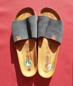 Biostep Womens Size 8 Blue Comfort Suede Leather Flats Sandals Slides Boho - Picture 1 of 11