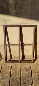 FINESTRA INDUSTRIAL FERRO PIENO A DUE ANTE 88 X 68 CM MANIGLIA CREMONESE ANNI 50 - Foto 1 di 13