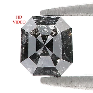 0.80 CT Natural Loose Emerald Cut Diamond 5.10 MM Salt And Pepper Diamond QK1796 - Picture 1 of 8
